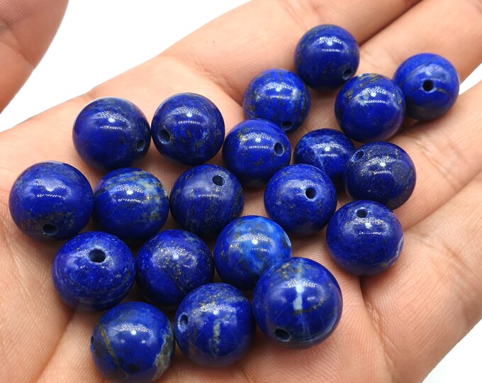 13mm Lapis Lazuli Round Beads With Holes-Lapis Beads-Lapis Round Beads-Lapis Stone-Blue Beads-Lapis Blue Beads