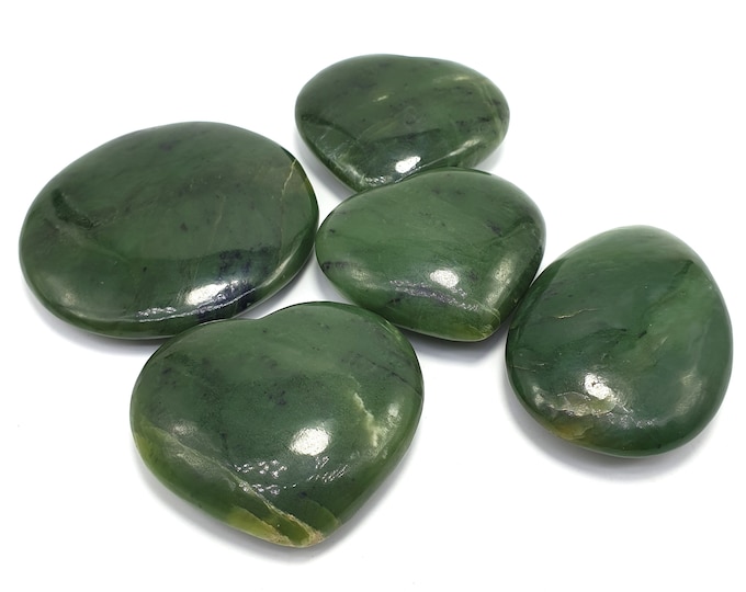 Green Color Beautiful Nephrite Jade Palms And Hearts 457 Grams