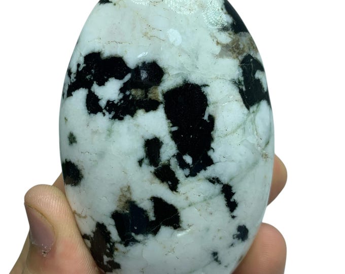 Black Tourmaline on Quartz Palm Stone - Massage Gemstone