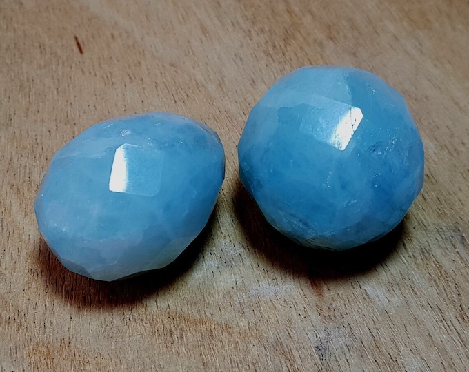 Natural Beautiful Blue Aquamarine Facet Ball 39 mm Egg 44 x 34 mm