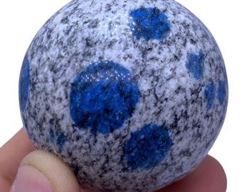 K2 Jasper Sphere: White Stone with Blue Dots (54mm, 240g