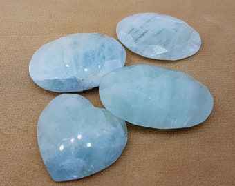 Aquamarine Sky Blue Color Palm Massage & Heart 4 Pieces