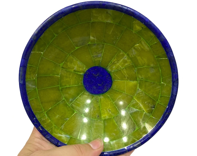 Beautiful King Shah Maqsood Jade Plus Lapis Lazuli Round Bowl 350 Grams