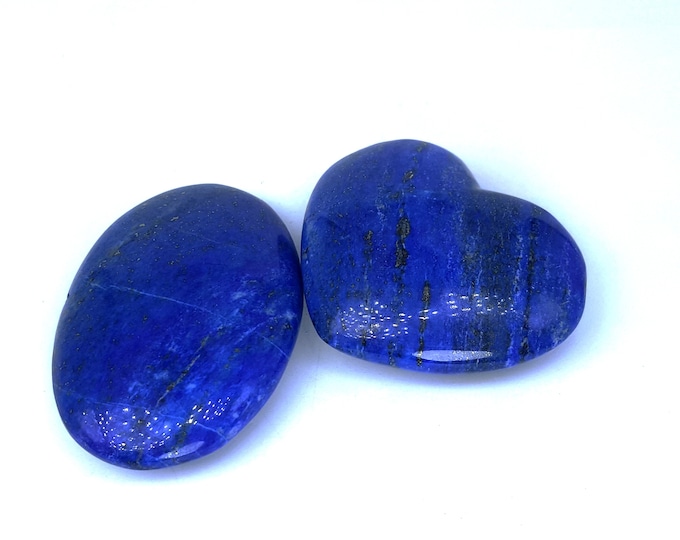 Best Grade Lapis Lazuli Natural Blue Color Hearts And Palm 62 x 42 x 18 & 46 x 55 x 20 mm