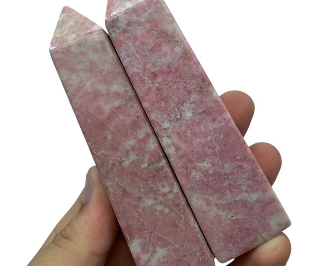 2 Pcs Polished Red Rhodochrosite Tower/Obelisk -Afghanistan Gemstone (410 Grams)
