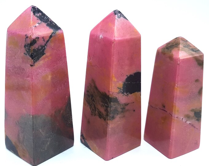Pink Color Best Quality Rhodonite Towers ,Obliques 710 Grams