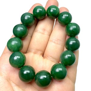 AAA Green Nephrite Jade Bracelet: Polished Afghan Gemstone