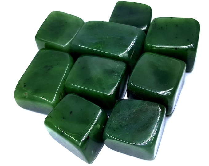 370 Grams Beautiful Nephrite Jade Green Color Tumbles Hand Made
