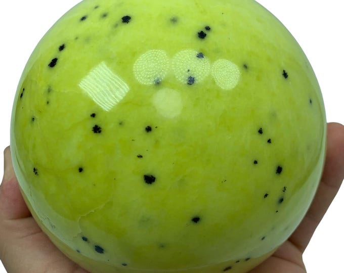 Yellow Serpentine Sphere: Afghanistan Gemstone Ball, 110mm