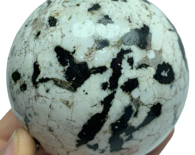 Black Tourmaline on Quartz Sphere - Afghanistan Gemstone Ball (80mm)
