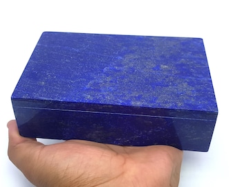 Polished Lapis Lazuli Box: Afghanistan Gemstone Jewelry Box (146x96x41mm)