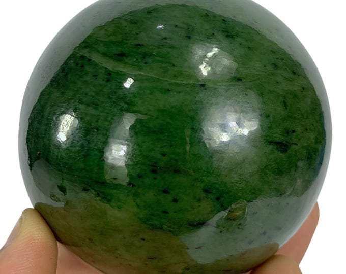 980 Grams Beautiful Green Nephrite Jade Sphere, Nephrite Jade Sphere, Nephrite Jade Ball, Nephrite Crystal Sphere, Green Nephrite Ball