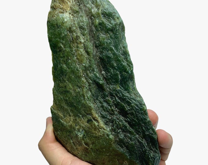 Raw Green Nephrite Jade Stone: Unpolished Free Form 1190 Grams
