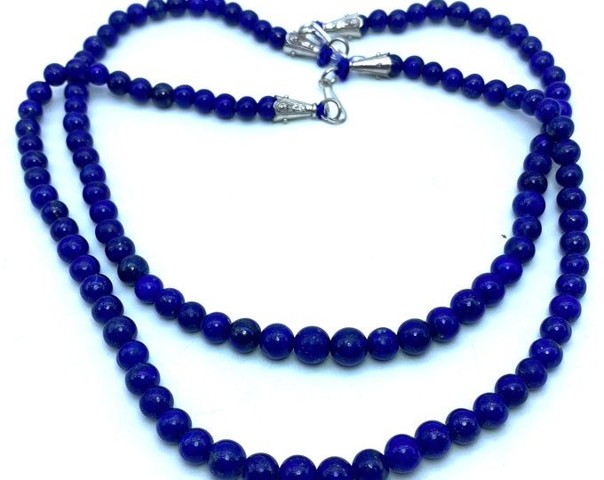 Lapis Lazuli Blue Beads Strands 2 Pieces