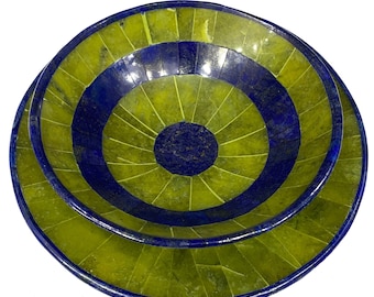 Green Shah Maqsood Jade Plate and Bowl Set - Afghanistan Origin