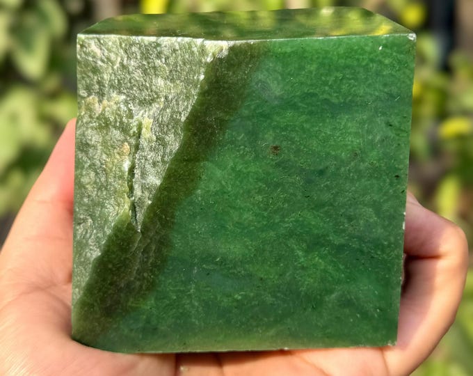 3.080 lbs Best Quality Green Color Nephrite Jade Cube, Jade Stone, Jade Cube, Nephrite Jade, Nephrite Cube, Nephrite Jade Cubic, Green Jade