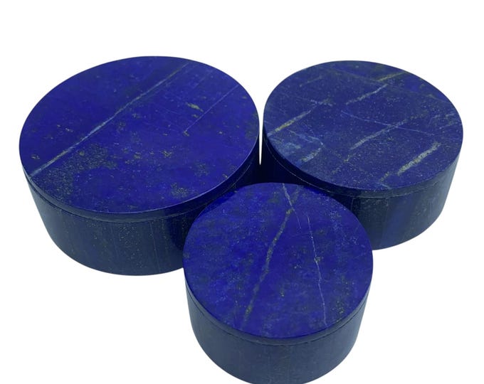 Lapis Lazuli Jewelry Box Set: Polished Gemstone Boxes, Afghanistan Origin