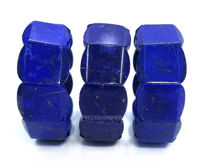 Beautiful natural color Lapis Lazuli Bracelets 3 Pieces made by Afghan