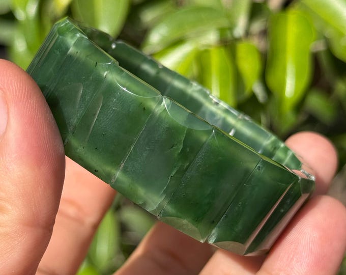 AAA Green Nephrite Jade Bracelet: Polished Afghan Gemstone