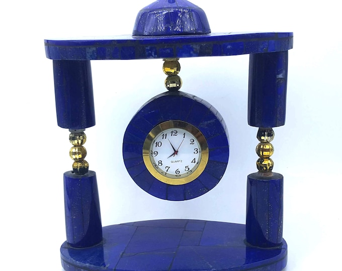 Lapis Lazuli Table Clock Size 8.5 x 6.5 Inches