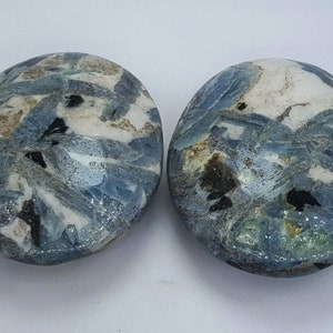 Blue Kyanite Palm Stone: Afghanistan Crystal Massage Stones