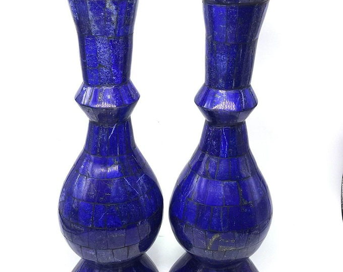 Lapis Lazuli Small Pair Vases Size 300 x 100 mm