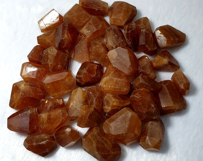 Beautiful Red Color Spessartine Garnet Faceted Tumbles 340 Grams