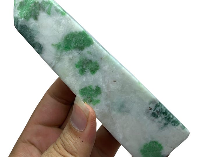 Polished Green Hydrogrossular Garnet Obelisk - Afghanistan Gemstone Tower (400 grams)