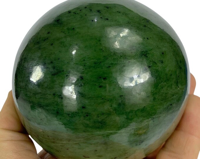 1.4 Kg Great Quality Green Nephrite Jade Sphere, Nephrite Jade Sphere, Nephrite Jade Ball, Nephrite Crystal Sphere, Green Nephrite Jade Ball
