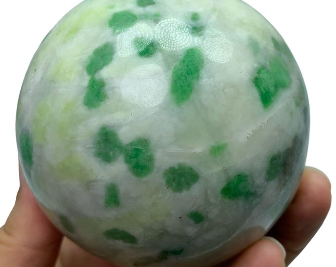 Polished Hydrogrossular Garnet Sphere: Green Gemstone Ball (83mm)