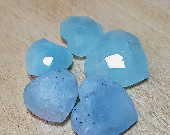 Unique Aquamarine Facet Heart Shapes 5 Pieces @ Afghanistan