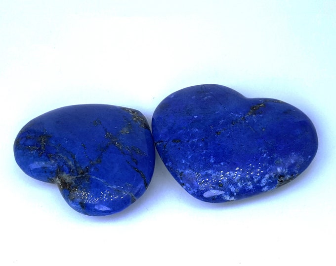 Best Quality Lapis Lazuli Natural Color 2 pieces Hearts 49 x 60 x 19 & 45 x 54 x 18 mm