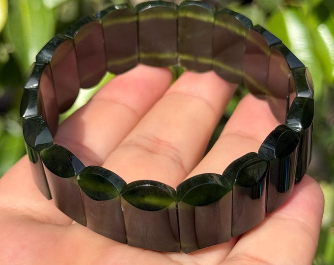 AAA Green Nephrite Jade Bracelet: Polished Afghan Gemstone