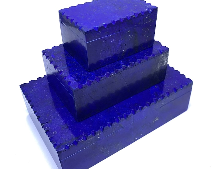 Top Quality Blue Color Lapis Lazuli 3 Pieces Rectangular Jewellery Boxes Set,Lapis Box,Lapis Lazuli Stone,Lapis Box Set