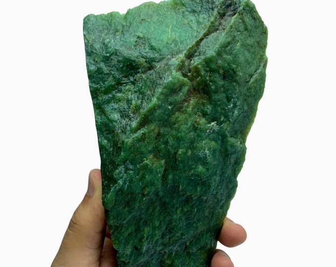 Raw Green Nephrite Jade Stone: Unpolished Free Form - 750 Grams