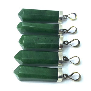 Green Nephrite Jade Pendants: Handmade Afghanistan Gemstones (5 Pieces)