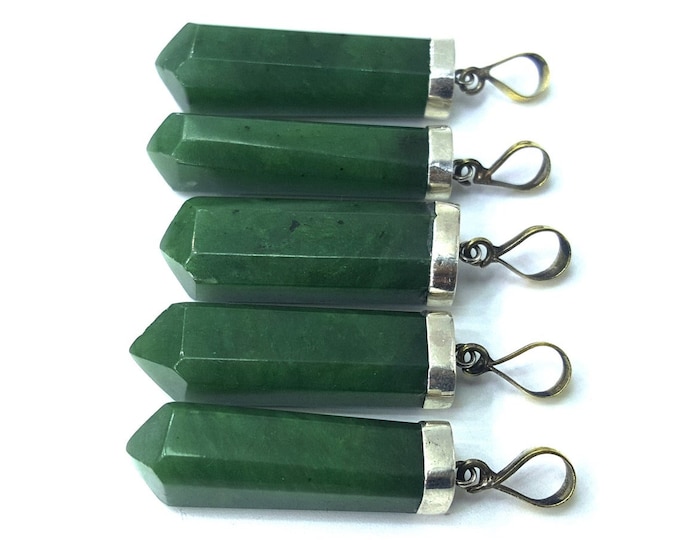 220 carats beautiful green color nephrite jade 5 pendants hand made