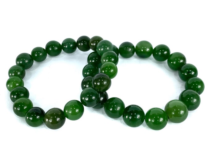 A++ Quality Green Nephrite Jade Beads Bracelets, Green Jade Bracelets, Nephrite Bracelets, Nephrite Jade Bracelet, Nephrite Beads Bracelets