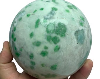 Large Hydrogrossular Garnet Sphere: Polished Green Gemstone Ball