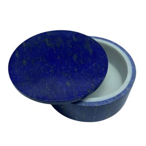 Lapis Lazuli Round Jewelry Box: Polished Gemstone, Afghanistan Origin
