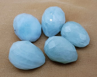 Lovely Blue Color Aquamarine Facet Eggs 5 Pieces
