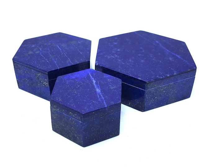 Beautiful Quality Lapis Lazuli 3 Pieces Jewellery Boxes Set