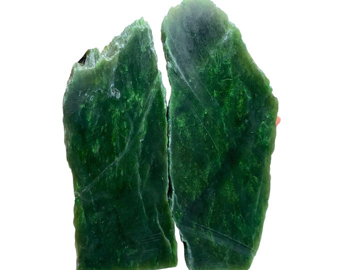 Raw Green Nephrite Jade Stone - 2 Pcs Free Form - Afghanistan