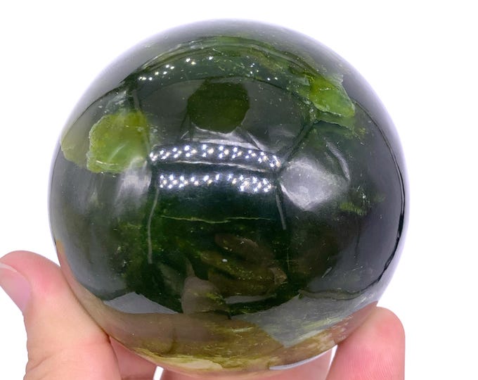Beautiful Green Jade Sphere, Shah Maqsood Jade Sphere, ade Ball, Shah Maqsood Crystal Sphere, Green Jade Ball 965g