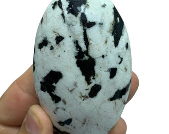 Black Tourmaline on Quartz Palm Stone: Gemstone Massage