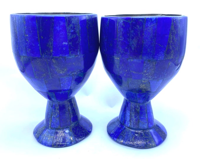 Beautiful Lapis Lazuli Pair Decoration Glass, Lapis Glass, Lapis Lazuli Glass, Lapis Stone Glass, Lapis Lazuli 900 Grams