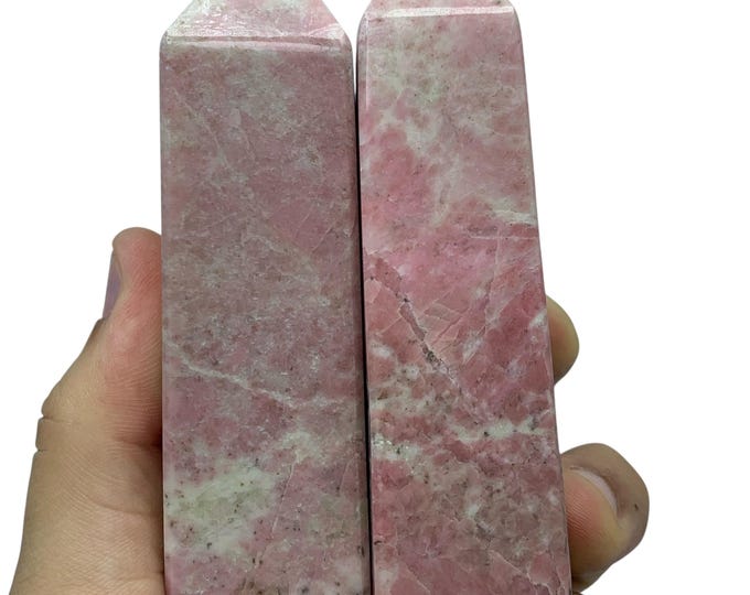 2 Pcs Polished Red Rhodochrosite Tower/Obelisk -Afghanistan Gemstone (410 Grams)