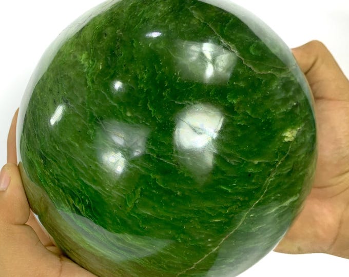 8.5 Kg Green Nephrite Jade Sphere, Nephrite Jade Sphere, Nephrite Jade Ball, Nephrite Crystal Sphere, Green Nephrite Jade Ball, Nephrite