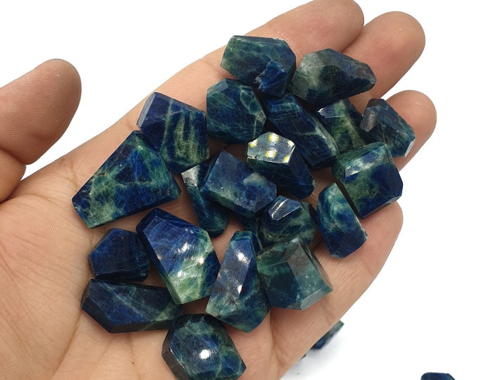 150 Grams Great Quality Blue Color Fluorscent Sodalite Faceted Tumbles ,Blue Sodalite, Sodalite Crystals, Sodalite Tumbles, Faceted Crystals
