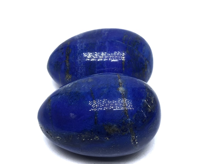 Natural Lapis Lazuli 2 Huge Size Eggs High Grade 69 x 46 & 72 x 48 mm Afghanistan